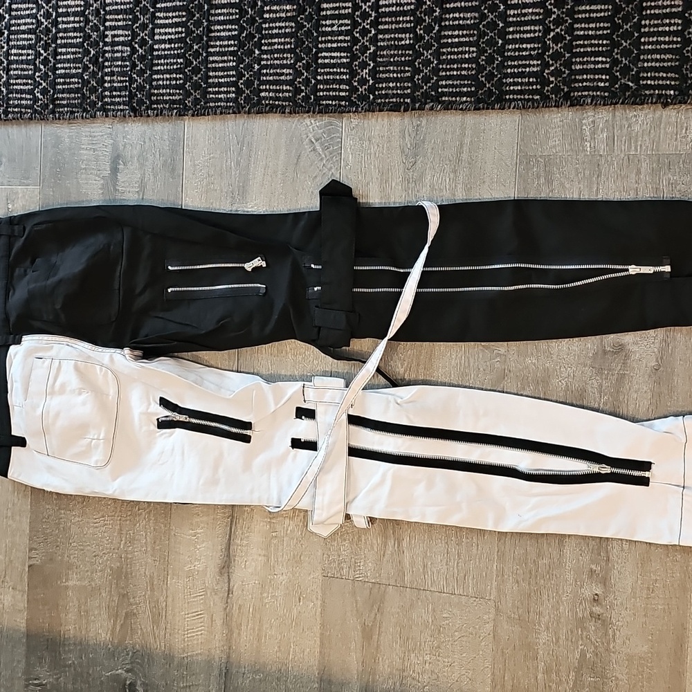 SOLD Tripp NYC Unisex Black and White Bondage Pants 26/3 - Picture 2 of 2